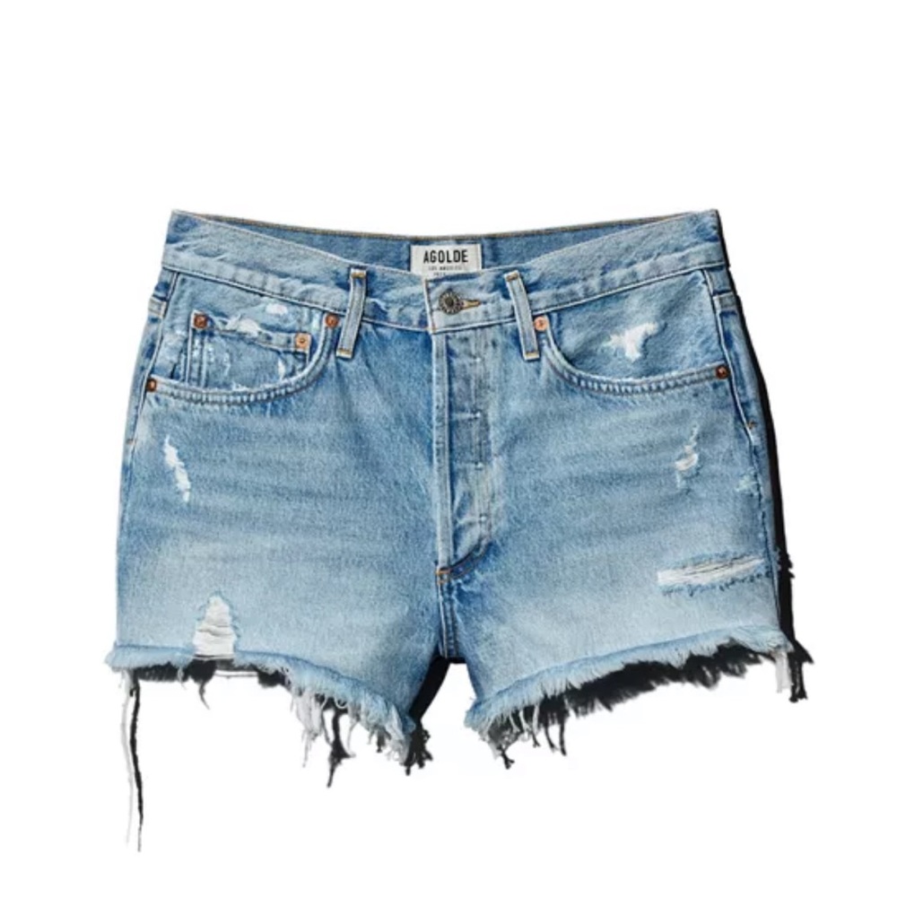 AGOLDE Parker Vintage Cutoff Denim Shorts in Swapmeet. Size 26